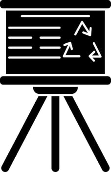 Black and White board on tripod with recycling symbol. vector