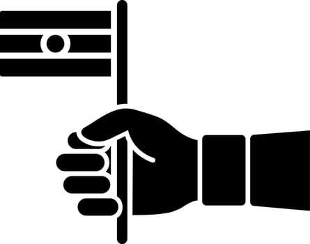 Vector illustration of hand holding Indian National flag.