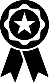 Star badge award icon in Black and White color. vector
