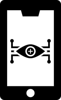 Eye scanner app in smartphone icon. vector