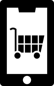 Online shopping from smartphone icon. Glyph sign or symbol. vector