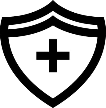 Flat style medical shield icon or symbol. vector