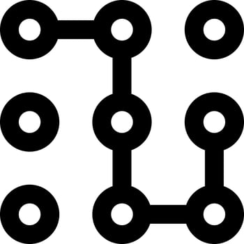 Illustration of mobile pattern lock glyph icon. vector