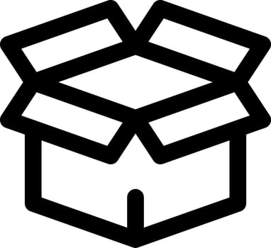 Open carton box icon in line art. vector