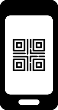 Qr code scanner app in smartphone icon. vector