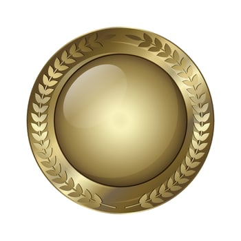 Glossy golden circular shield or award. vector