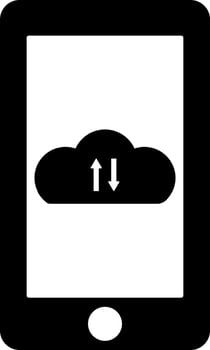Cloud data transfer from smartphone icon. vector