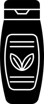 Black and White shampoo bottle icon or symbol. vector