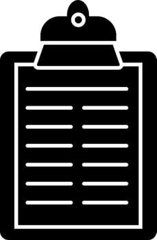 Black and White illustration of clipboard icon. vector