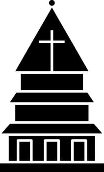 Black and White church icon in flat style. vector