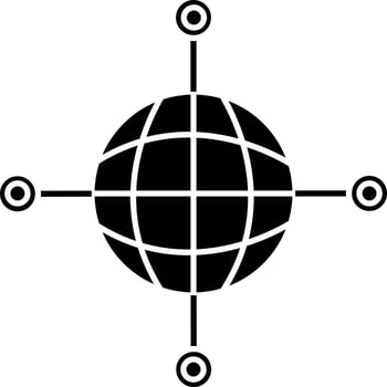 Black and White global networking icon or symbol. vector