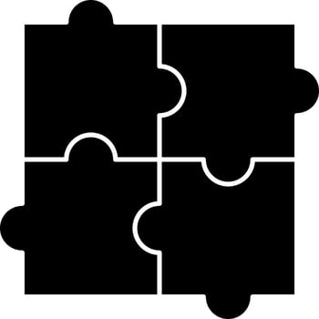 Black and White jigsaw puzzle in flat style. Glyph icon or symbol. vector