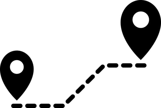 Route location tracking icon or symbol. vector