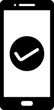 Check mark on smartphone screen icon. vector