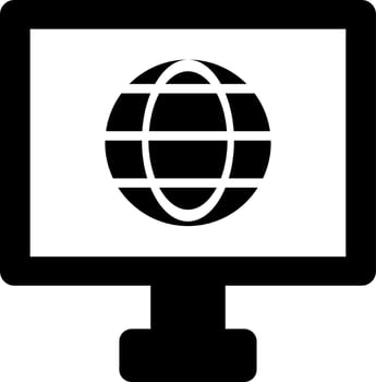 Computer connected to internet glyph icon. vector