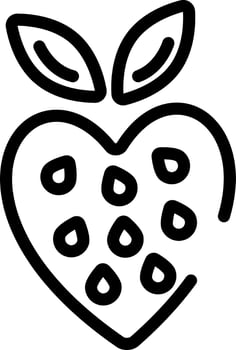 Strawberry icon in black line art. vector