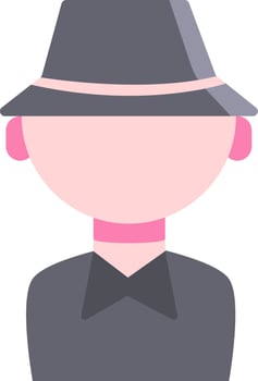 Vector illustration of man wearing pilgrim hat icon.