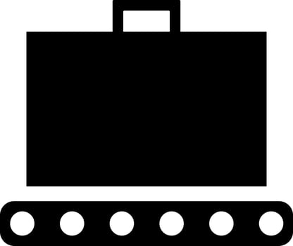 Glyph briefcase on conveyor belt icon. vector