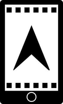 Location tracking app in smartphone. Black and White icon or symbol. vector