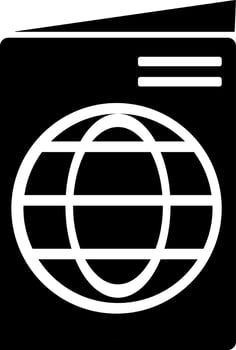 Black and White passport icon or symbol. vector