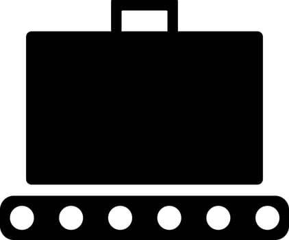 Briefcase on conveyor belt icon. Glyph sign or symbol. vector