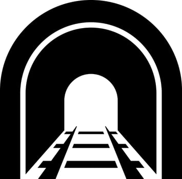 Underground railway tunnel icon in Black and White color. vector