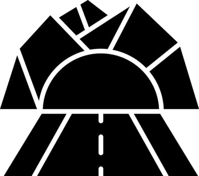 Mountain tunnel icon in Black and White color. vector