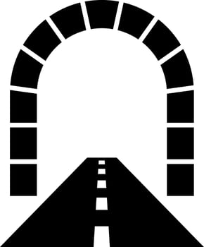 Road tunnel icon in Black and White color. vector