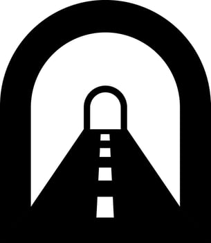 Inner tunnel icon or symbol in Black and White color. vector
