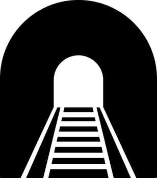 Glyph railway tunnel icon in flat style. vector