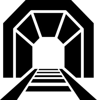 Railway tunnel icon in Black and White color. vector