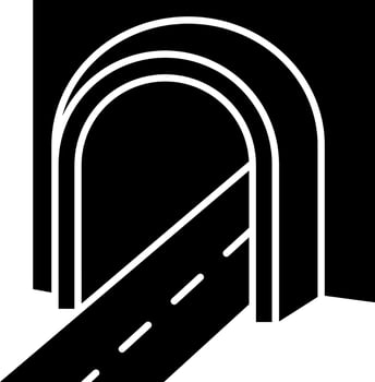 Road tunnel icon in Black and White color. vector