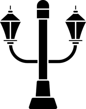 Black and White street lamp icon in flat style. vector