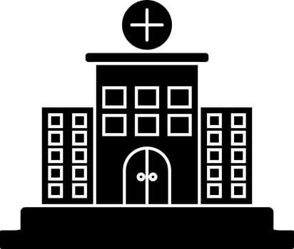 Black and White hospital building icon. vector