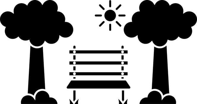 Park icon or symbol in Black and White color. vector