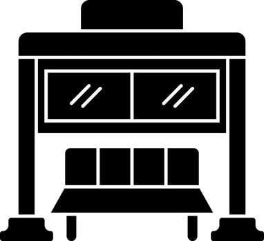 Bus stop icon in Black and White color. vector