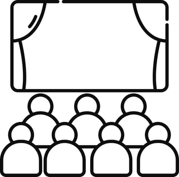 Line art illustration of theater flat icon. vector