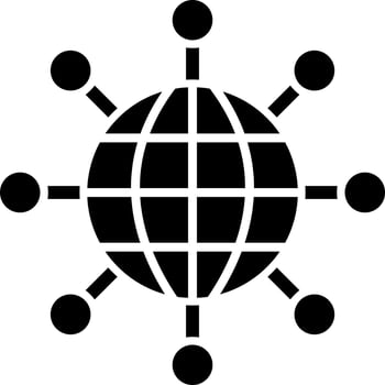 Illustration of internet or worldwide glyph icon. vector