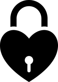 Heart lock icon in Black and White color. vector