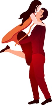 Boyfriend holding girlfriend in his arms. vector