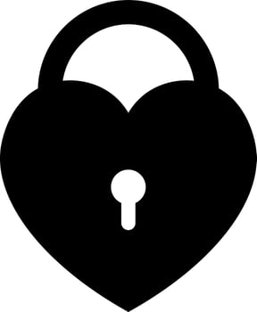 Heart lock icon in Black and White color. vector