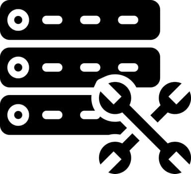 Black and White illustration of server maintenance or repair icon. vector