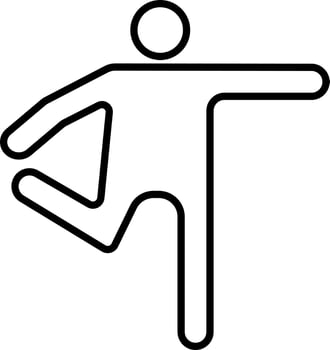 Character of a faceless man holding leg and stretching arm for yoga concept. vector