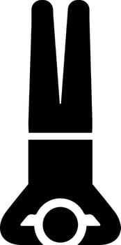 Vector illustration of a man doing inverted yoga posture glyph icon.