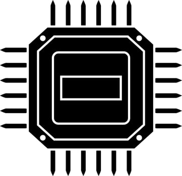 Isolated processor chip icon in Black and White color. vector
