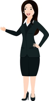 Business woman character standing in stylish pose. vector