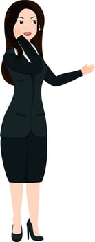 Character of business woman talking on phone. vector