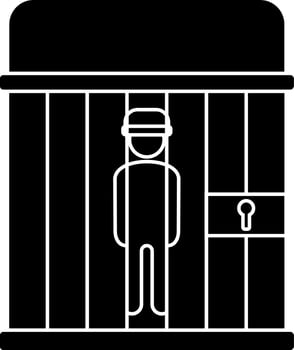 Criminal in a cell, glyph icon or symbol. vector