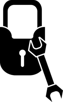 Black and White lock repair icon in flat style. vector