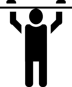 Man hanging on a rod, glyph stretching exercise icon. vector